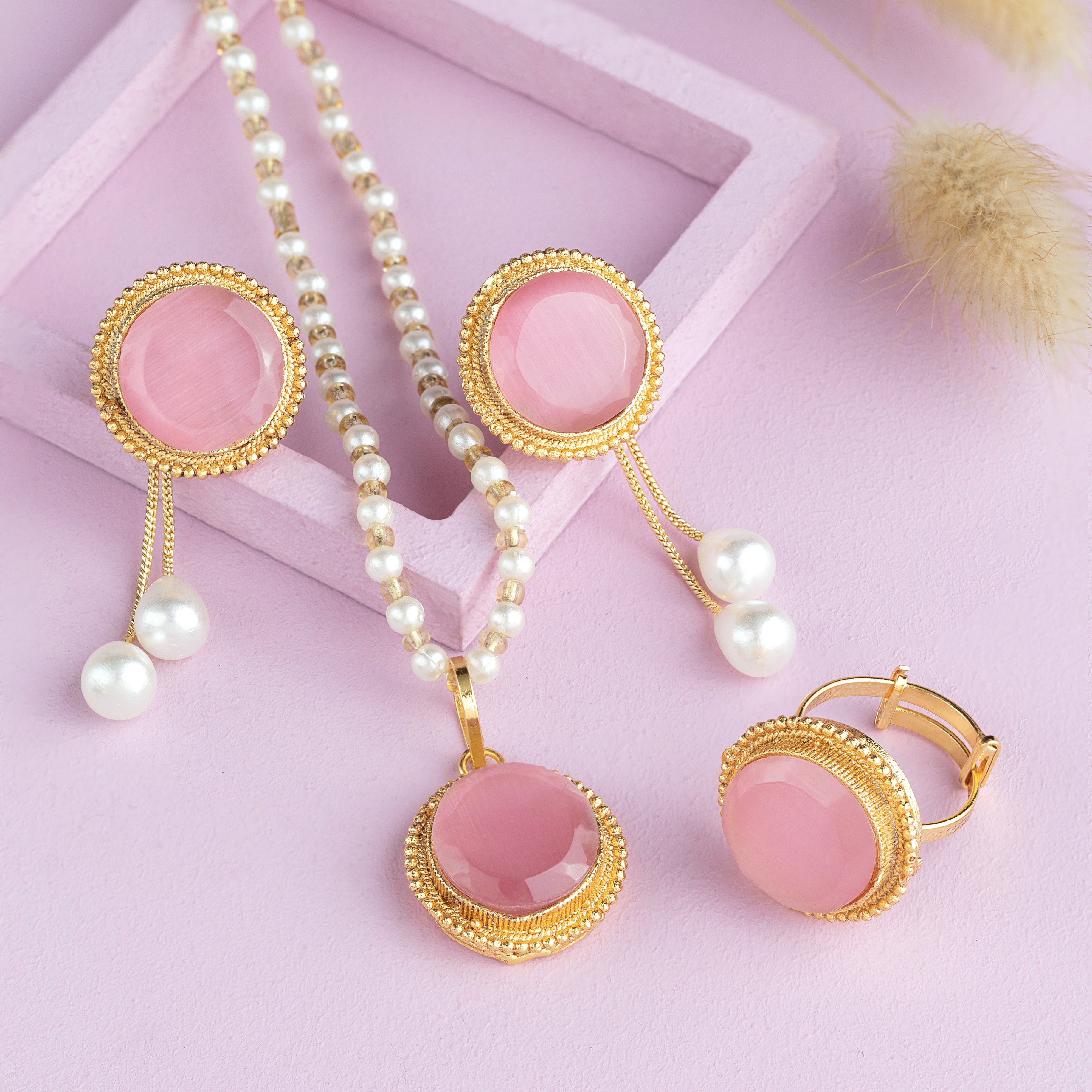 Attractive Egyptian Premium Artificial Jewelry Set with Pearls & Gemstones – 8 Beautiful Colors