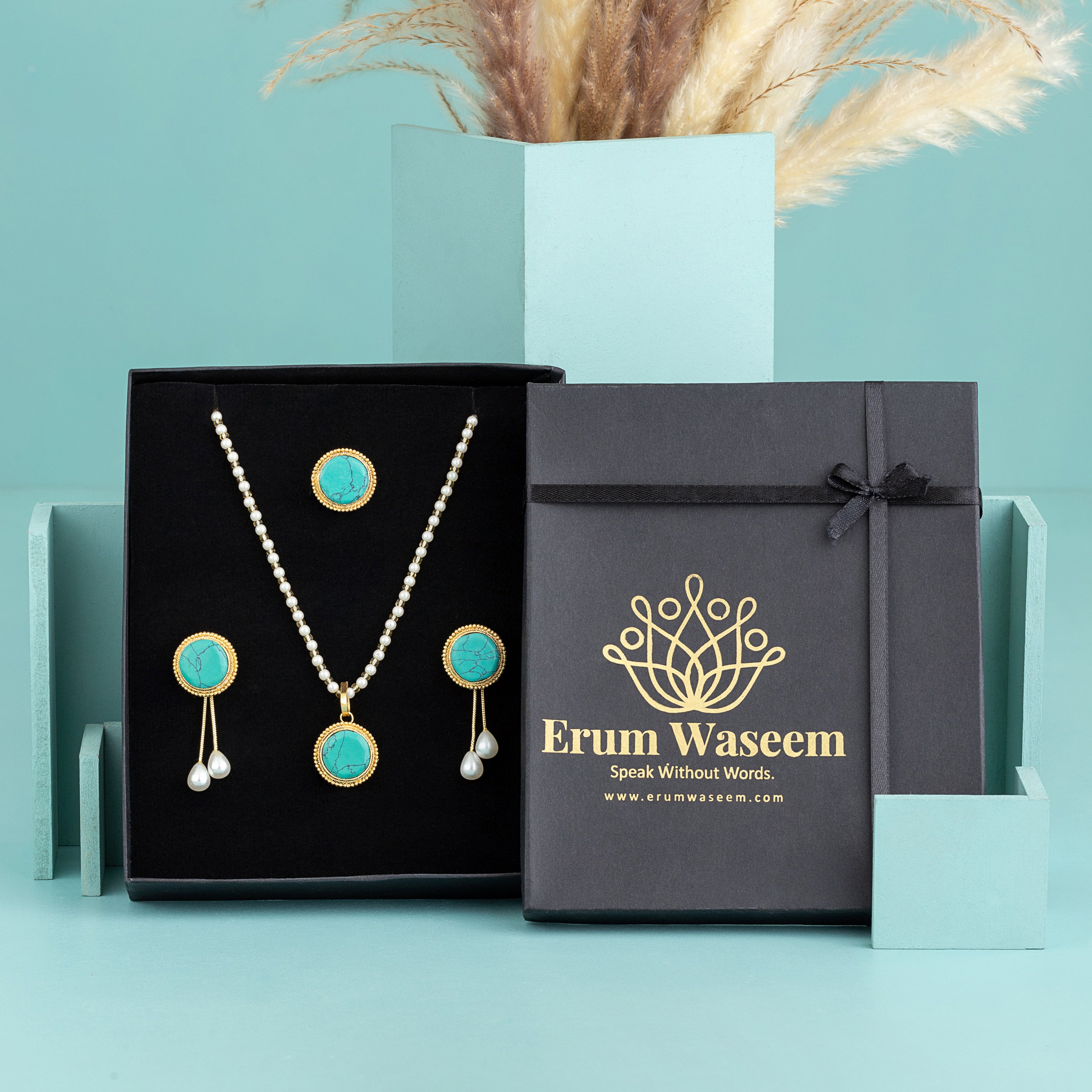 Attractive Egyptian Premium Artificial Jewelry Set with Pearls & Gemstones – 8 Beautiful Colors
